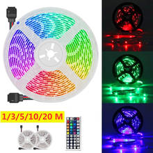 Tira de luces LED RGB SMD 3528, cinta luminosa Flexible de diodo, adaptador de Control remoto, 5m, 10m, 20m, CC de 12V 2024 - compra barato