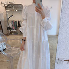 single-breasted Vestidos New Arrival Stand Collar Long Sleeve White Dress Women Solid A Line Vintage Dresses Korean Style 14390 2024 - buy cheap