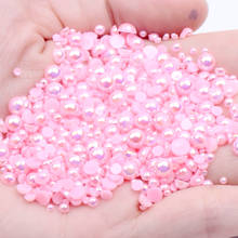 1000/500pcs 2-5mm and Mixed Size Light Pink AB Glue on ABS Imitation Half Round Pearls Resin Flatback Beads Craft Jewelry Making 2024 - buy cheap