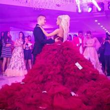 Sweetheart Red Ball Gown Prom Dresses Tiered Skirts Lace Beaded Luxury Prom Gowns Custom Made vestidos de gala 2024 - buy cheap