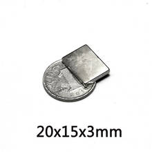 Ímãs de neodímio n35 30/50/100 peças 20x15x3mm, folha magnética em massa potente ndfeb magnético permanente super forte 20*15*3 2024 - compre barato