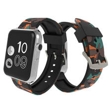 Ремешок силиконовый для Apple watch band series 6 5 4 3 se 44 мм 40 мм, камуфляжный спортивный браслет для наручных часов iWatch band 42 мм 38 мм 2 1 2024 - купить недорого