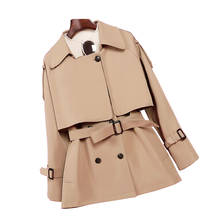 2020 alta qualidade primavera outono casaco trench curto feminino moda dupla breasted cáqui blusão casual top casaco 3170 2024 - compre barato