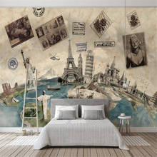 Milofi custom wallpaper mural marble nostalgia travel around the world poster earth classic building background wall 2024 - buy cheap