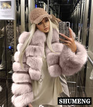 S-4XL Plus Size High Street Short Fur Coat Women 2021 Winter Long Sleeve Faux Fox Fur Coats Lady Warm Overcoat Cropped Jacket 2024 - buy cheap