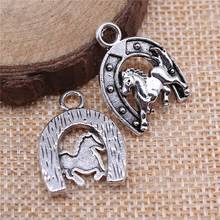 WYSIWYG 10pcs Charms Horse Horseshoe 23x18mm Antique Silver Color Plated Pendants Making DIY Handmade Jewelry 2024 - buy cheap