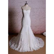 White Lace Sweetheart Floor-Length Mermaid/Trumpet Wedding Dresses Chapel Train Strapless  Bridal Gowns Custom Made 2024 - buy cheap
