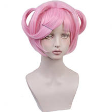 Doki-pelo sintético resistente al calor para fiesta de Halloween y Cosplay, cabellera sintética con peluca gratis, color rosa, Natsuki 2024 - compra barato