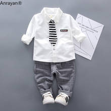 2020 New Spring Baby Boys Clothing Formal Infant Gentleman Tie Shirt Pants 2Pcs/Sets Kids Clothess Cotton Children Leisure Suits 2024 - buy cheap