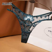 Allmix calcinha rendada feminina, calcinha sem costura lingerie tanga floral g-string cintura baixa conforto 2024 - compre barato