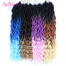 Sallyhair 24 fios/pacote faux locs encaracolado crochê tranças extensão do cabelo sintético macio ombre trança cabelo azul rosa ponta solta 2024 - compre barato