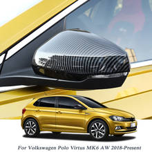 Автомобильный Стайлинг Зеркало заднего вида с блестками для Volkswagen Polo Virtus MK6 AW 2018-Н. В. Накладка на зеркало заднего вида автомобиля ABS Внешняя рамка 2024 - купить недорого