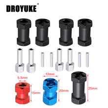 Droyuke 4pcs Aluminum RC Car 12mm Hex Wheel Hub Drive Adaptor 15/20/25mm Extension Combiner  for 1/10 RC Crawler Axial SCX10 D90 2024 - buy cheap