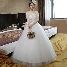 Wedding Dress New Boat Neck Crystal Floral Print Elegant Half Sleeves Plus Size Wedding Gowns For Women Vestidos De Novia G120 2024 - buy cheap