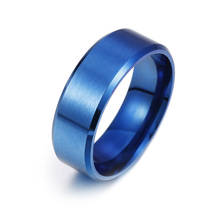 Blue 8mm Frosted Basic Wedding Band Ring for Men Black Stainless Steel Casual Male Anel Stylish Punk Alliance Jewelry 2024 - buy cheap