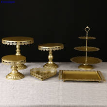 New 1 or 3 Tier Cupcake Display Gold Metal Cake Stand European-Style Cake Set with Lace Handicraft Cake Rack Wedding Decoration 2024 - buy cheap
