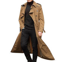 Gabardina informal de manga larga para hombre, chaqueta cortavientos de doble botonadura, de Color sólido, ropa de moda 2024 - compra barato