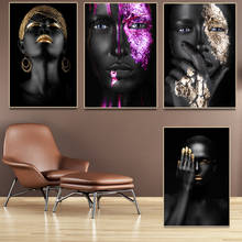 Nordic Canvas Painting Wall Art Poster African Art Black Man and Gold Woman Hoom Decor Abstract Painting Creativity Figure 2024 - buy cheap