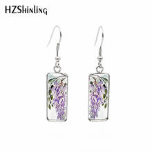 2020 New Wisteria Flower Rectangular Earring Glass Fish Hool Earrings Glass Dome Fairy Angel Earring Gifts Girl 2024 - buy cheap