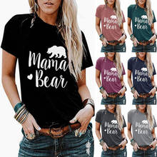 Женская футболка с надписью «MaMa Bear», Футболка Harajuku с круглым вырезом и коротким рукавом, повседневные футболки свободного размера плюс, 2020 2024 - купить недорого