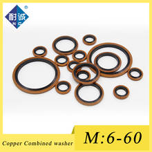 M6/M8/M10/M12/M14/M16/M18/M20~M60mm High Press Hydralic Rubber Oil Pipe Pad Seal Gasket NBR Metal Copper Bonded Washer 2024 - buy cheap