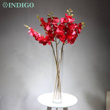 Индиго-5 шт. большой размер 100 см красный фаленопсис орхидеи шелк + латексное покрытие настоящее прикосновение цветок свадебные цветочные партии Бесплатная доставка 2024 - купить недорого