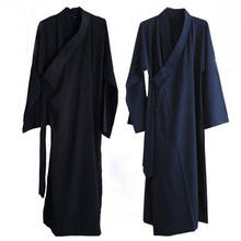 Унисекс даосский халат шаолин даосизм кунг-фу костюмы форма для боевых искусств одежда Тай Чи черный/синий 2024 - купить недорого