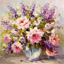 Pintura de flores por número, lavanda sobre lienzo con Marco, pintura acrílica, Kits de bricolaje para adultos, pintura al óleo, decoración por número 2024 - compra barato