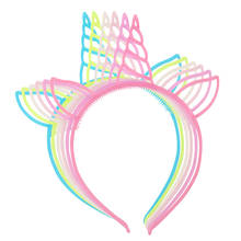 XIMA 12pcs/lot Party Hair Accessories Candy Colors Unicorn Headband Kids Plastic Unicorn Horn Hairband for Girls Party Headwear 2024 - buy cheap