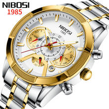 Nibosi relógio esportivo masculino, relógio de quartzo de aço à prova d'água com grande mostrador, cronógrafo 2024 - compre barato