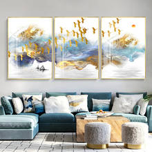 Golden Bird Abstract Mountain Landscape Map Canvas Painting Art Print Poster Picture Wall Nordic Decorative Picture Home Decor 2024 - buy cheap