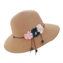 Straw Hat Female Summer Fisherman Pot Hat Foldable Big Beach Hat Wooden Bead Flower Sun Hat Sun Hat 2024 - buy cheap