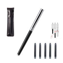Jinhao caneta tinteiro 0.38, de aço, prateada, conversor, material de escritório, escolar, para negócios 2024 - compre barato