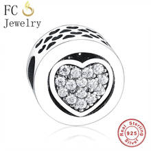 FC Jewelry Fit Original Brand Charm Bracelet 925 Stering Silver Round Heart Mix Zircon Bead For Making Women Valentine Berloque 2024 - buy cheap