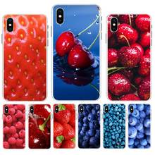 FHNBLJ Green fruit cherry Blueberry Strawberry transparent Phone Case for iPhone 11 pro XS MAX 8 7 6 6S Plus X 5 5S SE XR SE2020 2024 - buy cheap