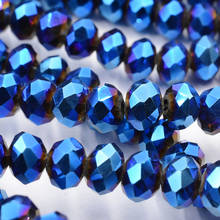 4mm/6mm/8mm Blue Plating Color Rondelle Austria Faceted Crystal Glass Beads Loose Spacer Round Beads for Jewelry Making 2024 - buy cheap