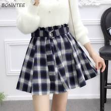 A-line Skirts Women Elastic Waist Empire Plaid Loose Casual Elegant Fashion Streetwear Hot Sale Korean Version All-match Ladies 2024 - buy cheap