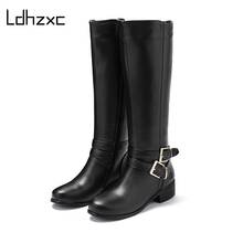 Ldhzxc-botas de neve femininas, 2020, com zíper, retrô, cano alto, grosso, pele quente, tamanho grande, 42, 43 2024 - compre barato