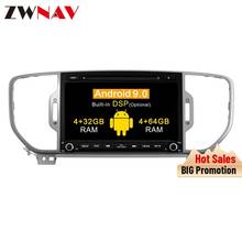 Reprodutor de rádio do carro dvd de android 9.0 para a unidade principal estereofônica dos multimédios do carro da navegação de kia sportage 2015-2019 gps com núcleo octa 4 + 32gb