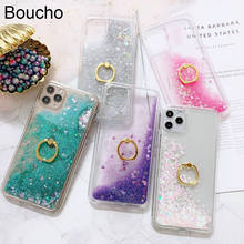 Boucho capa de celular com suporte de anel, capinha para iphone 11 pro max se xr xs max 7 8 6 6s plus amor areia movediça e glitter 2024 - compre barato