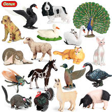 Oenux Farm Animals Simulation Poultry Bird Insect Cat Dog Goose Duck Pig Sheep Peacock Horse Action Figures PVC Cute Kids  Toy 2024 - buy cheap