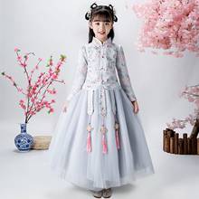 Платье в китайском стиле с вышивкой для девочек, для свадьбы, вечеринки, дня рождения, плюшевое, теплое 2024 - купить недорого