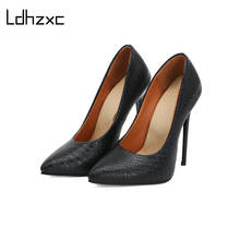 LDHZXC-zapatos de tacón fino con punta estrecha para mujer, calzado elegante con estampado de piel de serpiente, Sexy, talla 34-48 2024 - compra barato