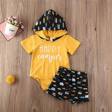 Conjunto de ropa para bebé recién nacido, Pelele con letras y pantalones con estampado de coche, 2020 2024 - compra barato