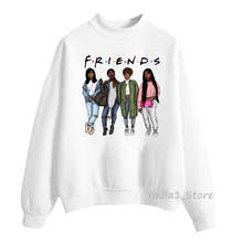 Melanin impressão ados melhores amigos moletom feminino kawaii balck meninas bff friends programa de tv letras hoodies 90s hipster streetwear 2024 - compre barato