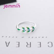 New Women Simple Style Green Tree Leave Real 925 Sterling Silver Ring Open Cuff Adjustable Trendy Style Ring Party Accessory 2024 - buy cheap