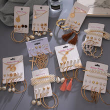 Fashion Tassel Pearl Earrings Set For Women Boho Shell Earrings Crystal Map Big Round Circle Drop Earrings 2020 Gold Jewellery 2024 - buy cheap