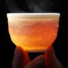 Dragão mestre xícara de chá porcelana em relevo phoenix xícara de chá puer copos de chá auspicioso hight qualidade pequena tigela de chá presentes 2024 - compre barato