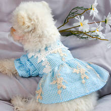 New Fashion Pet Clothes Teddy Girl Dog Dresses Cat Clothing Blue Plaid Skirt  Puppy Clothes 2024 - buy cheap
