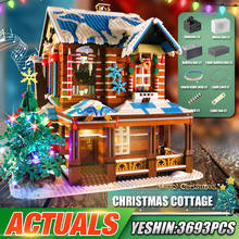 Mould King-construcción de una casa de Navidad para niños, 16011, juguetes creativos, Streetview, bloques de construcción, luz LED, modelo, piezas, juguetes, regalos de navidad 2024 - compra barato